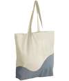 W235 Westford Mill Organic Cotton Wave Print Maxi Tote Bag Natural / BLue Grey colour image